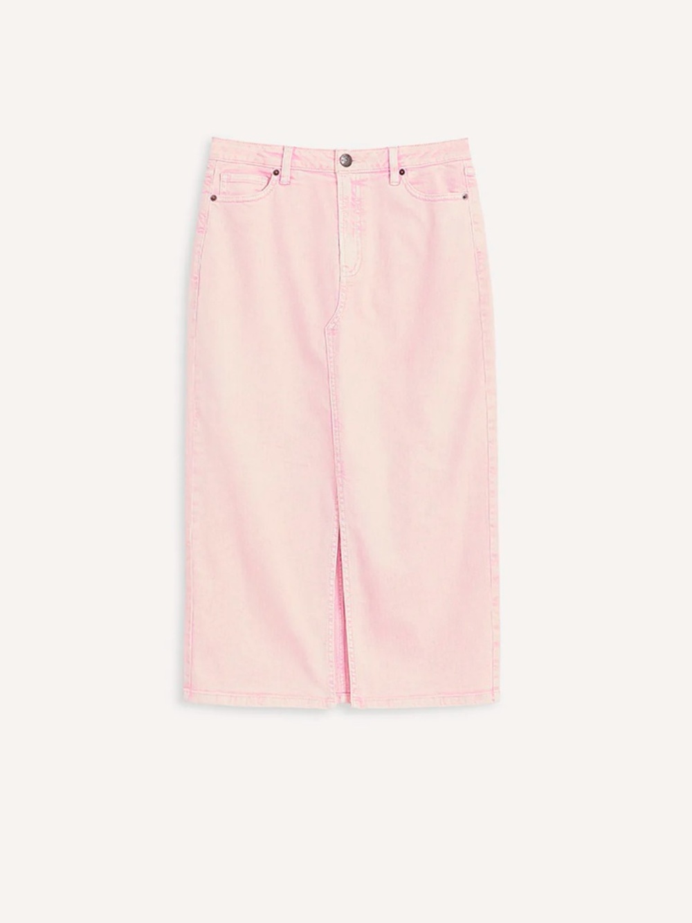 Reitmans x Birds Papaya Pink Denim Pencil Midi Skirt